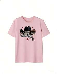 Retro American Style Short Sleeve T-Shirt, Fashionable Short Sleeve T-Shirt For Spring And Summer 2026, Made In Mexico, 180 Grams. Cartoon Print, Couple Design, Suitable For Indoor Or Outdoor Wear. Crew Neck, Unisex, Ideal For Office And Leisure. One-Piece Pack. - PK-P631577SLNDXZGY432 - 查看 2