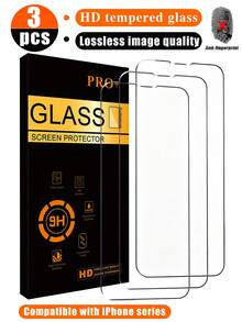 3pcs 9H Hardness Tempered Glass Screen Protector, Scratch Resistant High Definition Transparent, Compatible With IPhone 15/16/17 Pro Max Plus Air, Spring/Summer Easter Gift Phone Accessories - Clear - View 22
