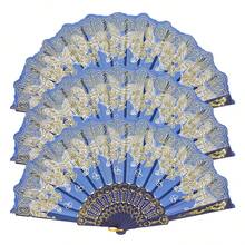 3Pcs D EXCEED Handheld Floral Folding Fans For Women, Chinese Japanese Charming Elegant Vintage Retro Style For Birthday Dancing Cosplay Wedding And Events - Sequins - View 18