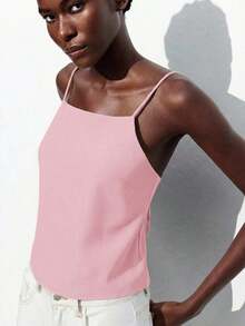 Blusa sin mangas con lazo ajustable, elegante para fiesta, oficina, viajes, casual, romántica, adecuada para invitados de boda, anfitriones, citas, fiestas, conciertos, desayunos, aeropuerto, vacaciones de verano - Rosa - Ver 7