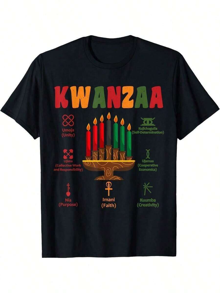 Vela Conmemorativa del Día del , Siete Principios, Camiseta Infantil del Día del Africano - Negro - Ver 1