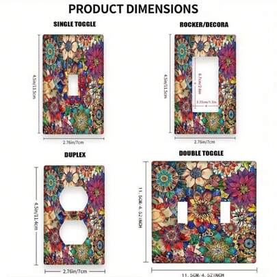 1 chiếc ốp trang trí công tắc điện bằng nhựa polycarbonate họa tiết hoa văn Mandala phong cách Bohemian, thích hợp cho nhà bếp, nhà ở, văn phòng.