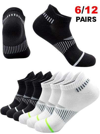 6/12 paires de chaussettes blanches classiques pour hommes, chaussettes de sport unisexes pour la course, le basket-ball, le football, antidérapantes, respirantes et confortables