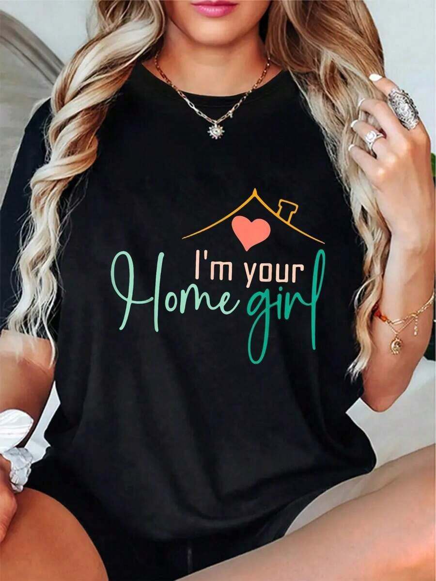 Soy tu chica de casa, divertida y auténtica. Camiseta de Tor Tee, agente inmobiliaria. Camiseta de manga corta con cuello redondo para mujer y hombre, - Negro - Ver 1