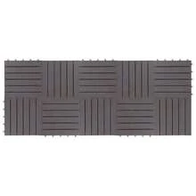 vidaXL Decking Tile 10 Pcs Grey 11.81 X 11.81 In Acacia Hardwood - A - View 4