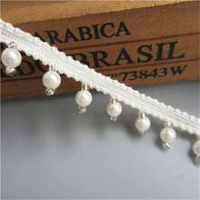1 Yard/ 3 Yards Ruban de bordure en dentelle à franges de perles de style vintage, largeur 1,5 cm, blanc, garniture de bordure en tissu brodé, applique pour couture, artisanat, robe de mariée, ceinture, coiffe, décoration de vêtements - multicolore - Voir 4