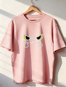 Short-Sleeve T-Shirt With Fun Embroidered Print, Fashionable Short-Sleeve T-Shirt For Spring And Summer 2026, Made In Mexico, 180 Grams. Cartoon Print, Couple Design, Suitable For Indoor Or Outdoor Wear. Crew Neck, Unisex, Ideal For Office And Leisure. One-Piece Pack. - PK-P631577SLNDXZGY449 - 查看 1