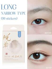90pcs/Box Invisible Non-Reflective Magnifying Double Eyelid Stickers, Nude Color Lace Texture, Waterproof Sweat-Resistant Long-Lasting Shaping, Suitable For Slightly Swollen Eyes, Makeup Tool - Apricot - View 1