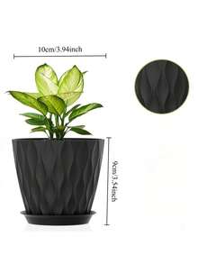 2pcs/Set Wavy Plastic Flower Pot, Suitable For Indoor/Outdoor Planting, With Drainage Holes And Tray, Waffle Texture Flower Pot, Ideal For Indoor Plants, Suitable For Carnivorous Plants, Ficus Lyrata (1 Pot + 1 Base) - Multicolor - View 5