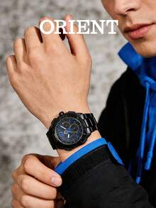Orient 男士石英表，不锈钢表壳，黑色表盘，适合日常运动和休闲佩戴 FTV00005B0 - 黑色 - 查看 3