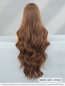 7JHH WIGS Extra Long Body Wave Brown Wig For Women 32 Inch Elegant Wavy Curly Wig With Bangs, Natural Looking Soft Fluffy Synthetic Heat Resistant Fiber Hair Wig For Daily Wear, Music Festival Party Use - 棕色 - 查看 3