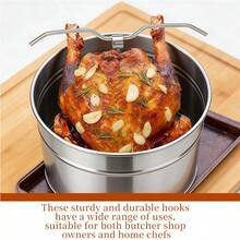 Heavy Duty Stainless Steel Turkey Roasting Rack Hook, Easy To Install, Suitable For Holiday Meal Preparation, Barbecue, Deep Frying, Outdoor Cooking Accessories - Light Grey - View 4