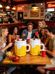 1pc Solid Color Squishy Inflatable Mug-Shaped Ice Bucket, ABS Plastic Floating Portable Cooler, Summer Drink Holder, Plain Pattern, Casual Party Style, Unisex Adult For Beach Pool Picnic - One Size Fits All - View 5