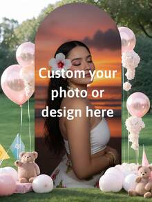 Capa de Arco Personalizada de Spandex - Perfeita para Aniversários, Casamentos, Aniversários, Festas de Formatura, Diversos Eventos e Comemorações Temáticas. Este Tecido de Bottom de Arco Personalizado e Personalizado é Feito Especificamente para Você. Disponível em uma Ampla Gama de Tamanhos (Estrutura Não Incluída), Serve como uma Escolha Ideal para Fundos de Cabine Fotográfica, Decorações de Festa Únicas e Montagens de Casamento para Qualquer Ocasião. - Multicolorido 02 - Visão 7