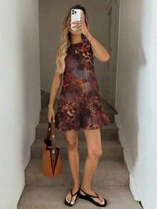 Vestido mini estampado para mujer, adecuado para primavera y verano - Multicolor 4 - Ver 5