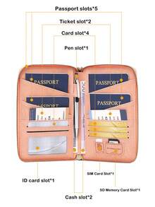 MIYIN 新款 RFID 防磁拉鍊護照夾 ID 卡夾票券收納夾 多功能護照錢包 大容量旅行文件收納包 家庭護照夾 時尚旅行錢包 飛機旅行包 海外旅行包 男女通用旅行錢包 護照包 沙灘度假包 夏季聖誕假期包 - 粉色 - 查看 9