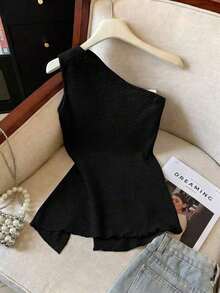 Camiseta asimétrica con estampado de cerezas para mujer, de gran en primavera/verano - Negro 3 - Ver 2