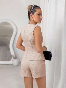 Traje elegante de oficina para mujer en amarillo claro/crema - Rosa 2 - Ver 2