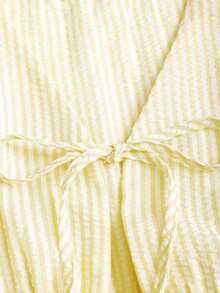 Set de 2 pantalones rectos de pierna sencilla con cordón, estilo versátil, a rayas rosas, de llegada nueva para el verano estilo europeo y americano, para mujer - Amarillo - Ver 5
