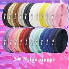 5 Yards Nylon Zipper With 10pcs Silver Zipper Pulls, 3# Zipper Suitable For Home Sewing DIY Zipper Replacement - 3NL+Xp - View 2