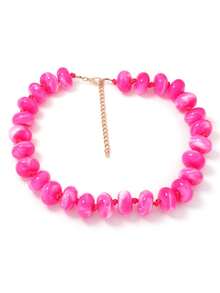 Collar de cuentas bohemio y colorido de dopamina, hecho a mano con nudos, collar de cuentas grandes tipo ábaco, joyería casual para uso diario, playa y vacaciones - Multicolor - Ver 16