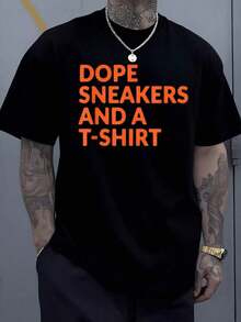 Summer T-Shirts. The Bold Orange Lettering Expresses A Confident Urban Style That Celebrates Sneaker Culture And A Laid-Back Attitude. Casual T-Shirt, 1 Piece, 100% Cotton. Summer Wear. - 黑色 - 查看 9