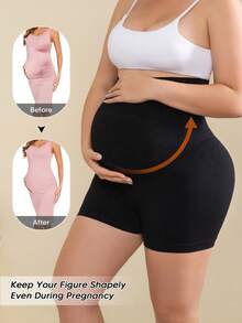 Maternity Belly Support Shorts, Plus Size Seamless Shapewear For Wedding & Summer - Black - View 4