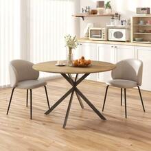 Mesa de comedor redonda para 4 personas, Ø120, mesa de cocina de estilo industrial con patas de acero, para comedor, cocina, oficina en casa, roble. - Granate - Ver 4
