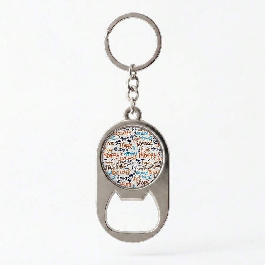 1pc-Multi-Functional Keychain And Bottle Opener Easter Keychain Happy Blexcopy Blissful Hapiness Suitable Festivals,Daily Wear,And All Seasons - Yuan - View 1