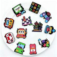 12pcs Retro Gaming Shoe Charms Set, Arcade & Controller Decor Shoe Clips, Removable PVC Hole Shoes Accessories For Kids & Adults - Multicolor - View 5