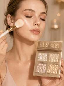 beauty glazed Palet Makeup Highlighter 4 Warna, Stik Kontur Highlighter, Bayangan Kontur Perunggu Berkilau, Palet Eyeshadow Highlighter Pencerah, Set Makeup Eyeshadow - MultiWarna - View 7