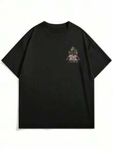 -Men's Printed Short-Sleeved Shirt, Casual And Vacation Style. Comfortable And Breathable, With A Light Touch. - Black - View 7