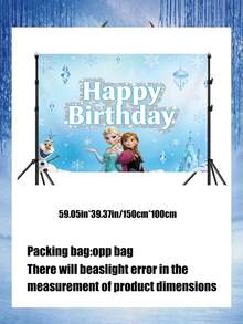 Disney 迪士尼冰雪奇缘生日快乐背景幕布，艾莎和安娜冰雪城堡横幅，适用于派对摄影和装饰，这款冰雪奇缘主题生日背景幕布将您的庆祝活动变成迷人的阿伦黛尔仙境，是您特别日子里的完美中心装饰。背景幕布上印有艾莎、安娜、雪宝、克里斯托夫和驯鹿斯文，背景是令人叹为观止的冰蓝色天空。 - 背景 - 查看 3