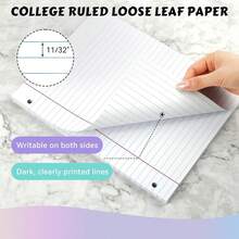 Loose Leaf Paper Wide Ruled Notebook Paper, 8" X 10.5" Lined Filler Paper For 3-Ring Binders, 3-Hole Punched Writing Paper-120 Sheets, White - 顏色B - 查看 3