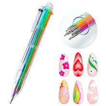 6-In-1 Professional Rotating Nail Manicure Pen, Pressure-Activated Smart Design Equipped With 6 Multi-Style Drill Bits & Gem Inlay Heads, Multi-Purpose Nail Art Tool For Fine Painting, Gradient Transition, Striping Line Design, Dotting Ornament, Lightweight Pedicure Supplies For Nail Artists, Salon Professionals And Amateur Beginners - Clear - View 6