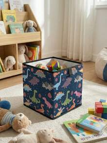 1pc Large Capacity Foldable Storage Box, Durable Dinosaur Print Open Storage Bin, Baby Diaper & Toy Organizer Basket, Foldable Nursery Storage Box, Drawer-Style Multi-Functional Space-Saving Design For Home, Dorm, Home Organization, Underbed Storage - Multicolor - View 8