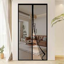 Summer Upgraded Black Fiberglass Anti-Mosquito Door Curtain, High Transparency Mesh, Strong Magnetic Self-Closing, Suitable For Home Use, Thick & Durable, Invisible Design, Breathable, No Drill Installation, Anti-Insect Door Curtain - Glass Black - View 8