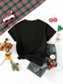 Women's Short Sleeve Basic T-Shirt Casual Creative Capybara Graphic Print Elegant T-Shirt - 黑色 7 - 查看 2