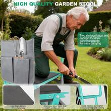 Garden Kneeler And Seat, 2-In-1 Foldable Garden Bench With Non-Slip EVA Foam Pad, Storage Bags, Glove, Portable Gardening Stool For Kneeling & Sitting, Ideal For Gardeners, Patio, Fishing - Default - View 5