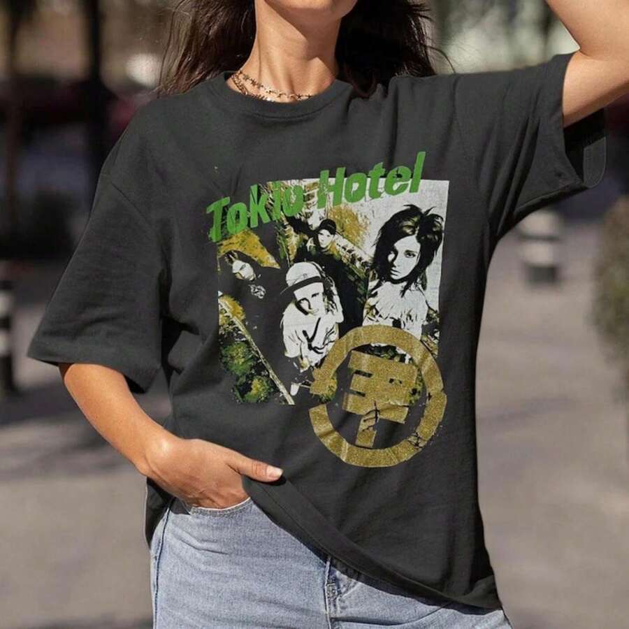 New Tokio Hotel Band Album Cotton Shirt. Women's Shirt. 100% Cotton Unisex T-Shirt - Premium Casual Comfortable Fit T-Shirt - 黑色 - 查看 1