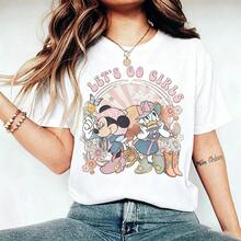Disney Minnie And Daisy, Who Present The Western Cowboy Style In American Retro Style, Are Matched With Western Elements, Floral Decorations And The Slogan "LET'S GO GIRLS". A Group Of Elegant Ladies And Ladies' Pure Cotton T-Shirts Are Soft, Comfortable And Breathable, Suitable For Daily Wear, Shopping, Travel, Parties And Home Use. Men's And Women's Clothes, As Well As Lovers' Clothes, Are Also Suitable As Exquisite Gifts. Every Woman Should Have One. - 白色 - 查看 1