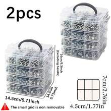 2 piezas Caja de almacenamiento de piezas con compartimentos transparentes, material PP de alta transparencia, compartimentos pequeños fijos en capas para evitar la mezcla, apilable y combinable para ahorrar espacio, adecuado para el hogar, garaje, taller y tienda de relojes/joyas, clasificación clara y acceso conveniente para artículos pequeños - Caja de almacenamiento con múltiples compartimentos - Ver 11