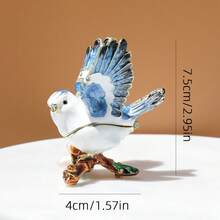 SUSUZUKU 1pc Creative Gift Metal Enamel Crafted Bird Jewelry Box, Unique Birthday/Valentine's Day Gift, Blue Bird Jewelry Box, Metal Enamel Creative Ring Necklace Earring Storage Box, Magpie Decorative Box - Little Flying Bird - View 11
