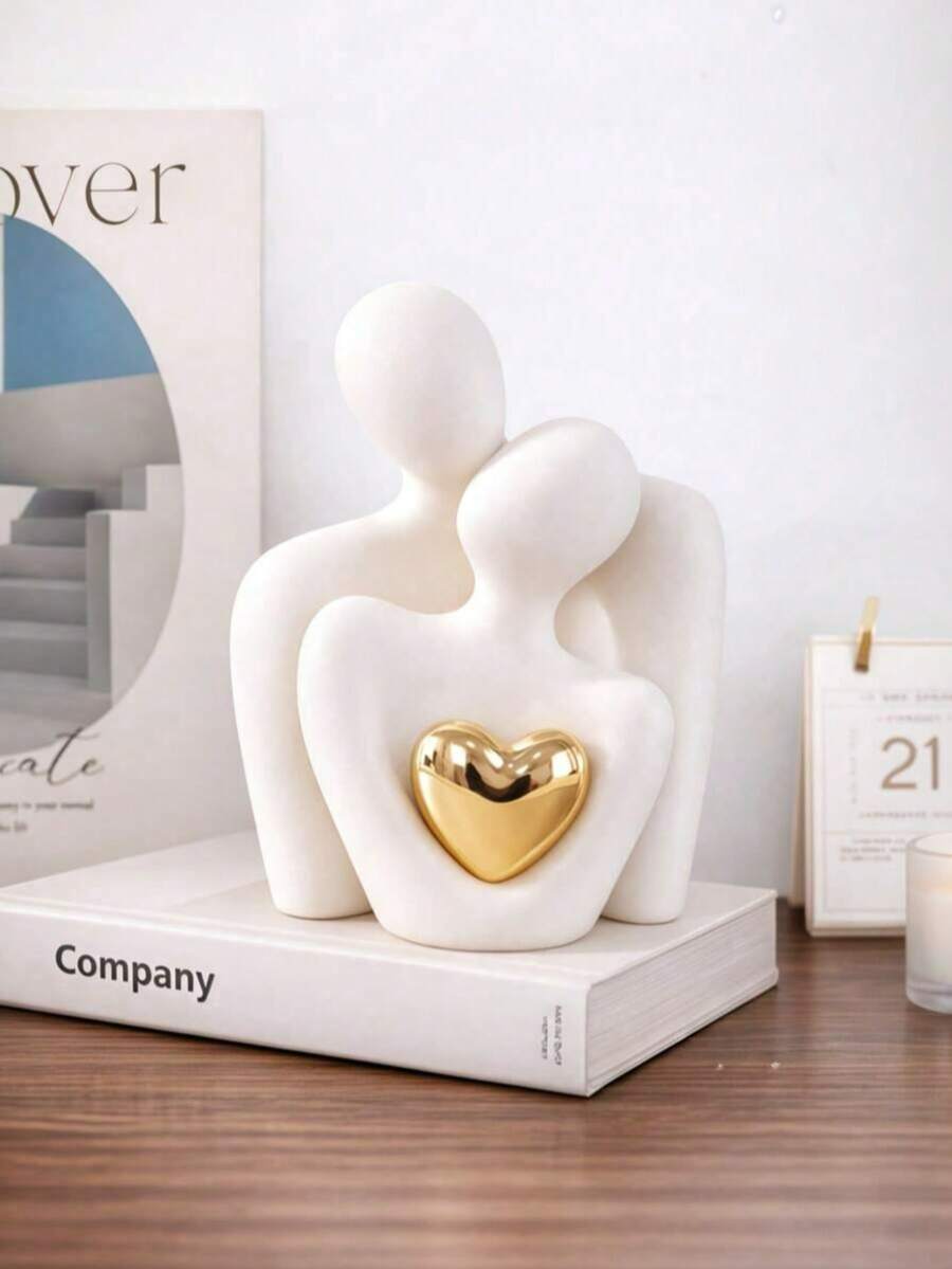 2 Peças Mini Escultura de Casal, Decoração em Resina, Adequada para Prateleiras de Quarto, Ideal para Presentes de Casal em Aniversário Romântico, Casamento e Dia dos Namorados