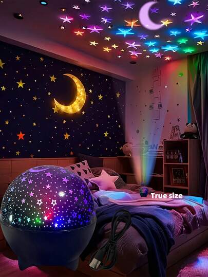RGB变色星空投影灯 LED夜灯 USB供电 家居派对生日装饰氛围灯