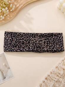4pcs Solid Color, Leopard Print, Fabric Elastic Headbands, Sporty Leopard Print Headwraps, Yoga Headbands, Hair Ties, Sweatbands, Versatile Hair Accessories For Women & Girls, Summer Headbands, Beach Headwraps - Multicolor - View 5
