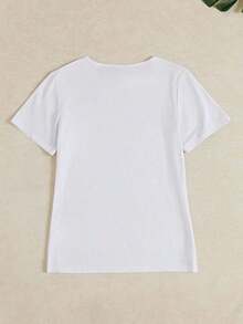 Women's Casual Short-Sleeved Graphic T-Shirts With A Loose Fit And Round Neck Design, Model LZ24102212. - Unisex 100% Cotton T-Shirt With Round Neck And Short Sleeves In An Urban Vintage Style. - 白色 - 查看 5