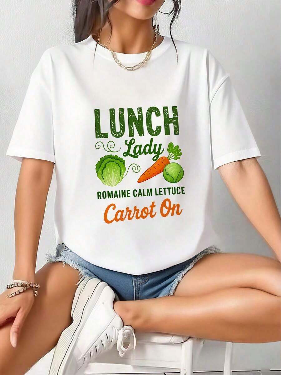 Unisex T-Shirt For Dining Room Worker, Cook, Urban Vintage Style, Short Sleeve Cotton T-Shirt With Round Neck, Loose Fit, Blouses For Women, Women's T-Shirts, Casual Blouses For Ladies. - 白色 2 - 查看 1