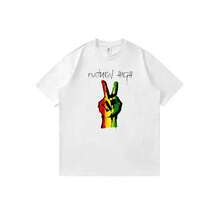 Unisex Summer Casual Short-Sleeved T-Shirt With Y2K Anime Cartoon Print Featuring The Peace Symbol And Natural Reggae Style. - 白色 - 查看 1