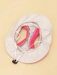Sombrero de sol de poliéster con decoración de orejas lindas, ajustable anti-caída, protección solar, adecuado para perros pequeños en primavera, otoño e invierno para uso al aire libre - Rosa - Ver 6
